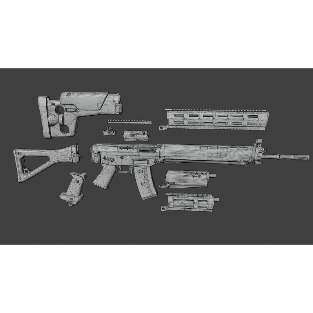 SIG SG 550 3D Model – Low Poly Rigged Assault Rifle, FBX