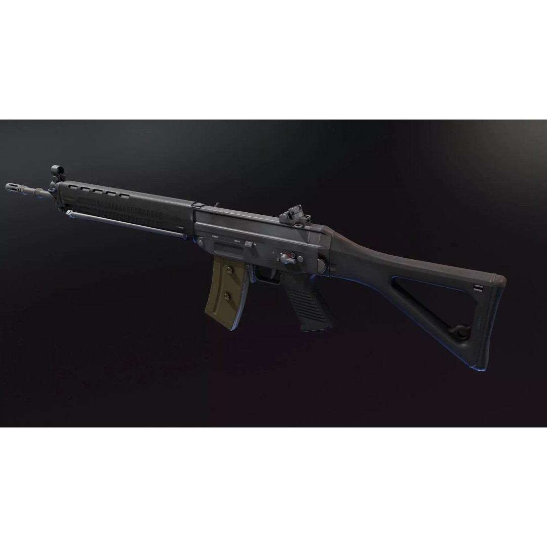 SIG SG 550 3D Model – Low Poly Rigged Assault Rifle, FBX - View 2