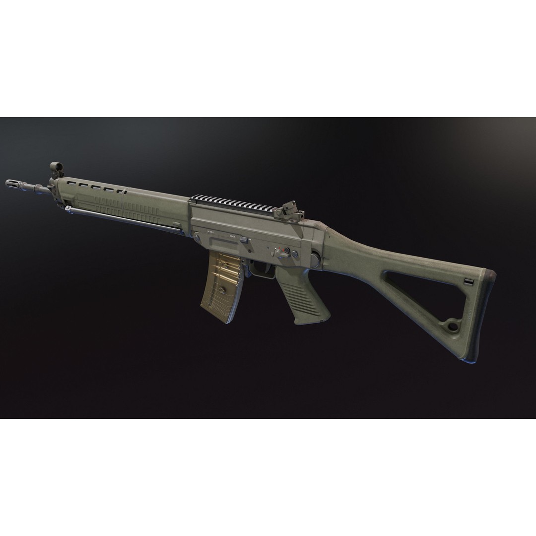 SIG SG 550 3D Model – Low Poly Rigged Assault Rifle, FBX - View 3