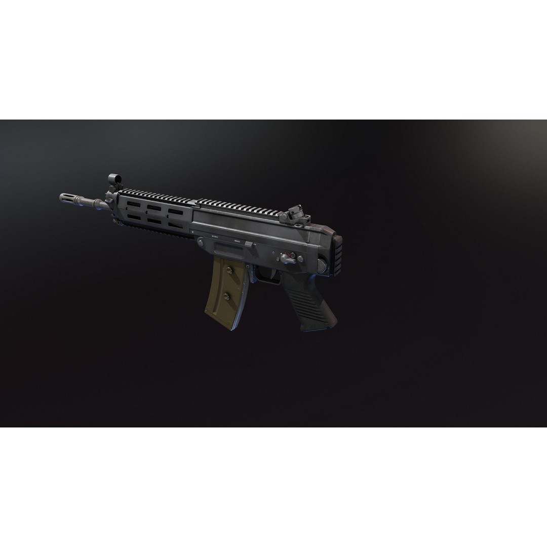 SIG SG 550 3D Model – Low Poly Rigged Assault Rifle, FBX - View 4