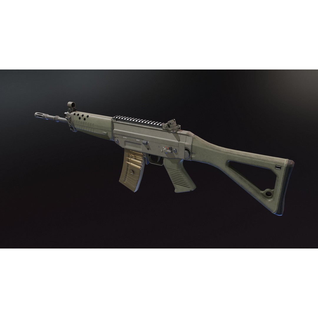 SIG SG 550 3D Model – Low Poly Rigged Assault Rifle, FBX - View 5
