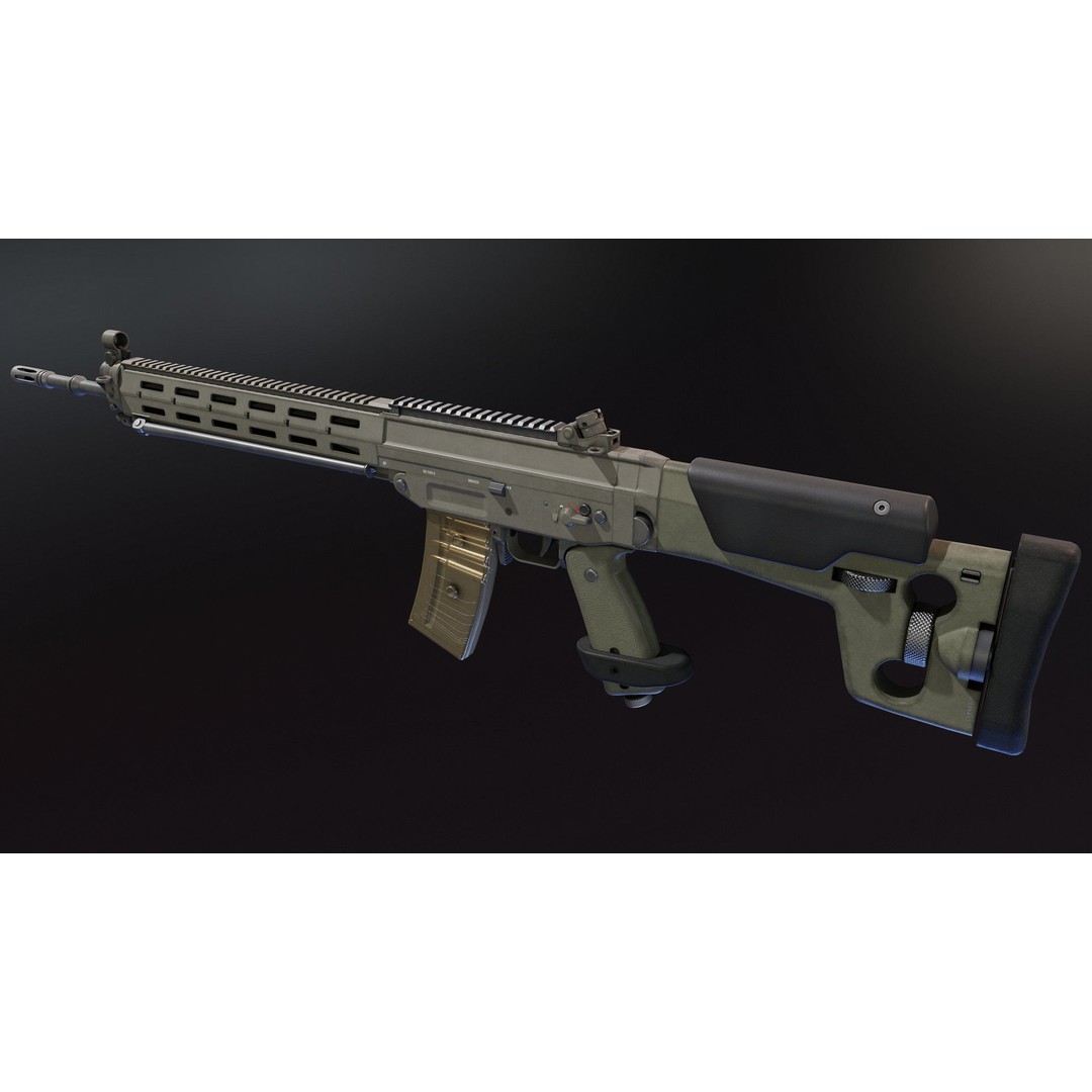 SIG SG 550 3D Model – Low Poly Rigged Assault Rifle, FBX - View 6