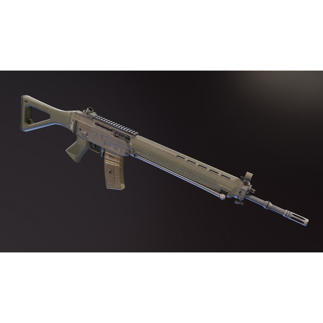 SIG SG 550 3D Model – Low Poly Rigged Assault Rifle, FBX - View 7
