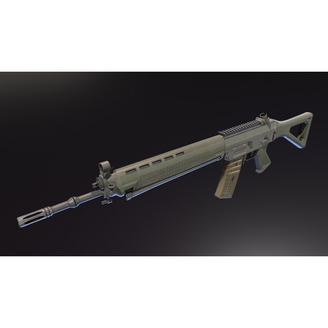 SIG SG 550 3D Model – Low Poly Rigged Assault Rifle, FBX - View 8