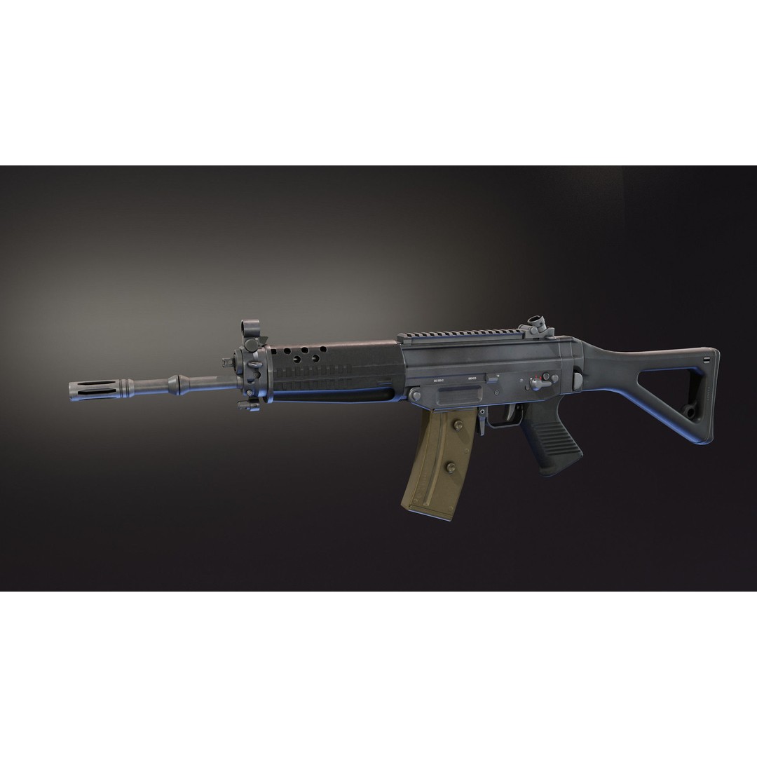 SIG SG 550 3D Model – Low Poly Rigged Assault Rifle, FBX - View 9