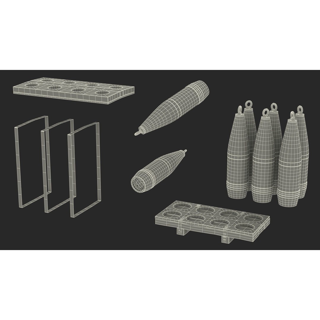 Military Artillery Shells 155mm 3D Model – PBR Textured, Game-Ready Formats