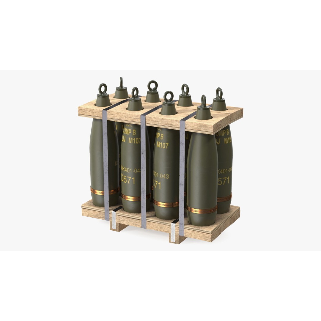 Military Artillery Shells 155mm 3D Model – PBR Textured, Game-Ready Formats - View 13