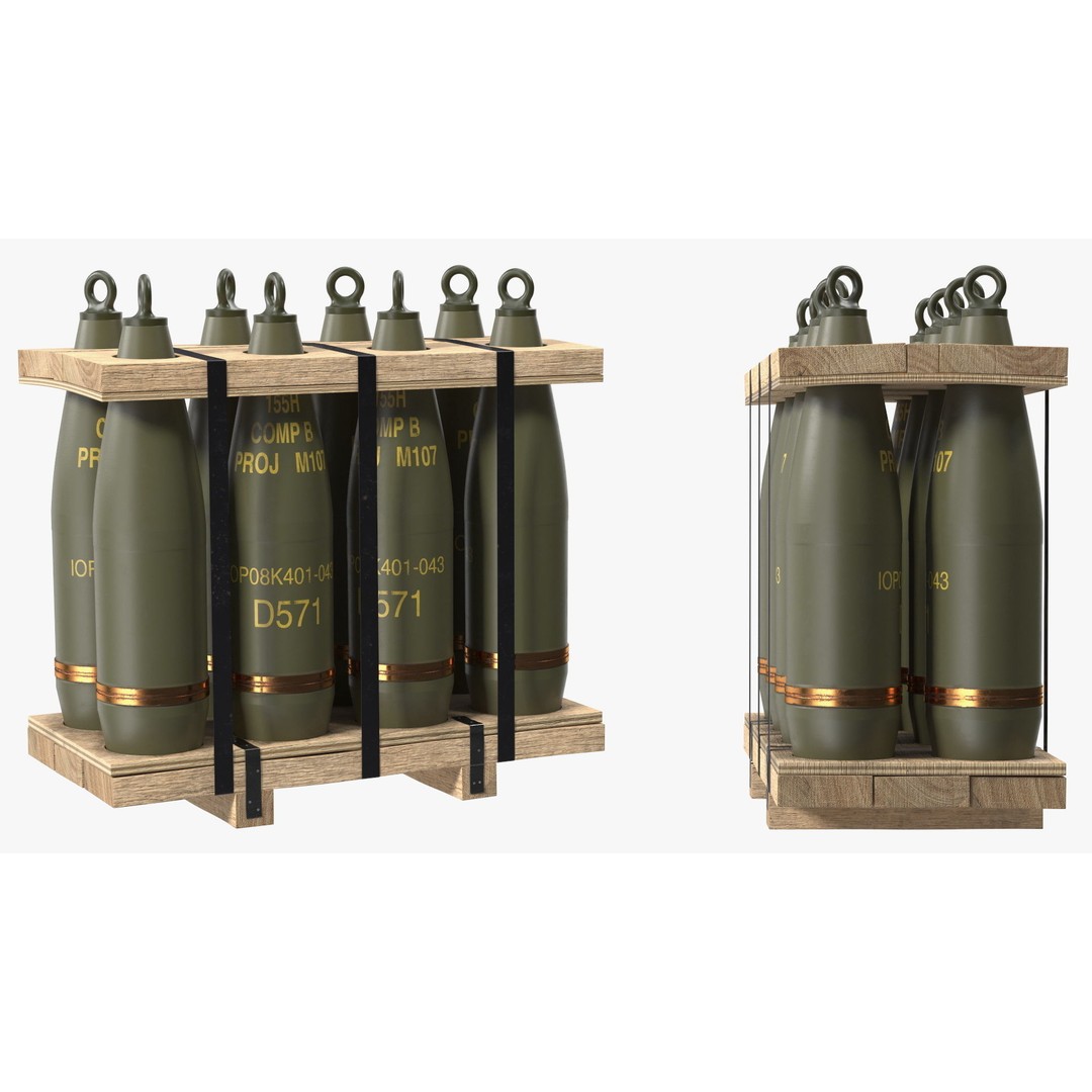 Military Artillery Shells 155mm 3D Model – PBR Textured, Game-Ready Formats - View 14