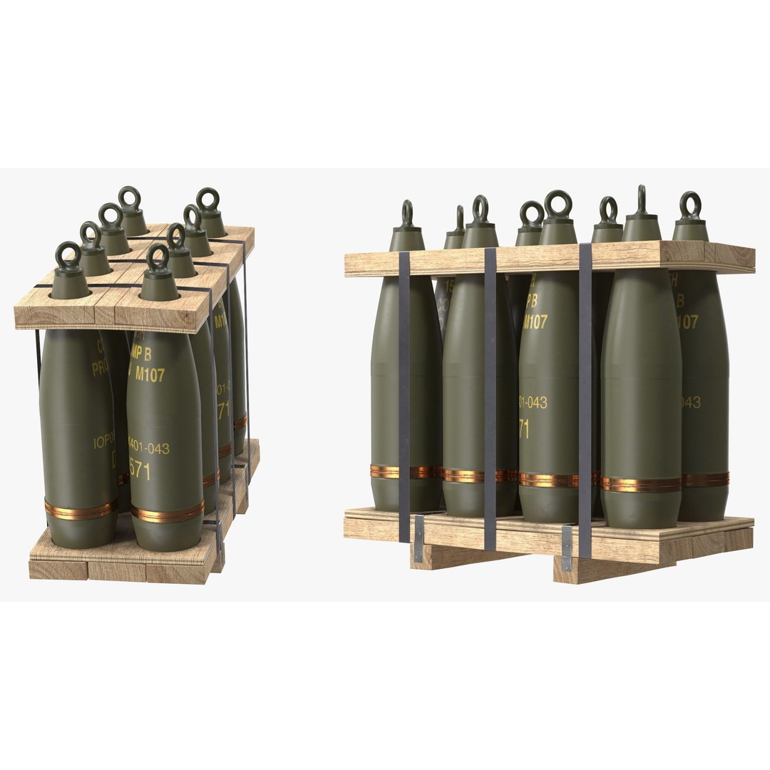 Military Artillery Shells 155mm 3D Model – PBR Textured, Game-Ready Formats - View 15