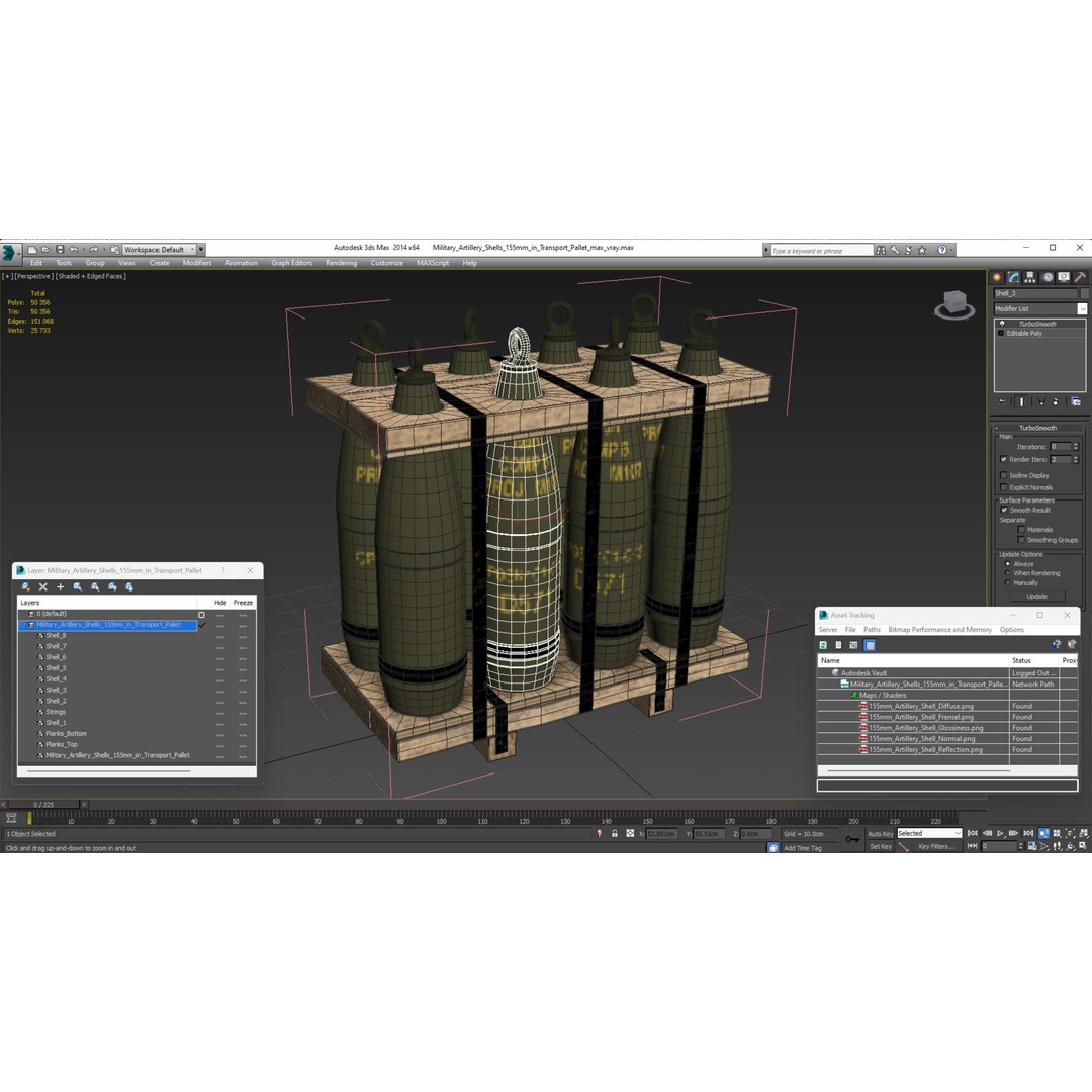 Military Artillery Shells 155mm 3D Model – PBR Textured, Game-Ready Formats - View 23