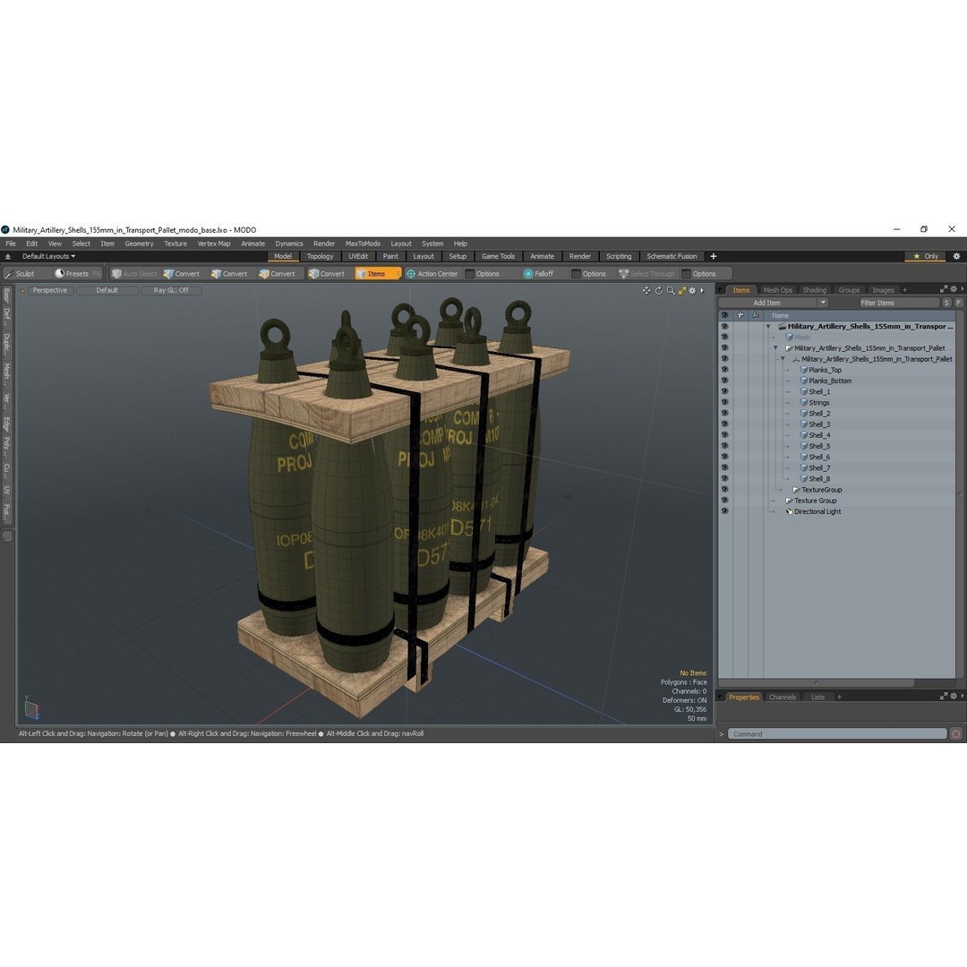 Military Artillery Shells 155mm 3D Model – PBR Textured, Game-Ready Formats - View 25