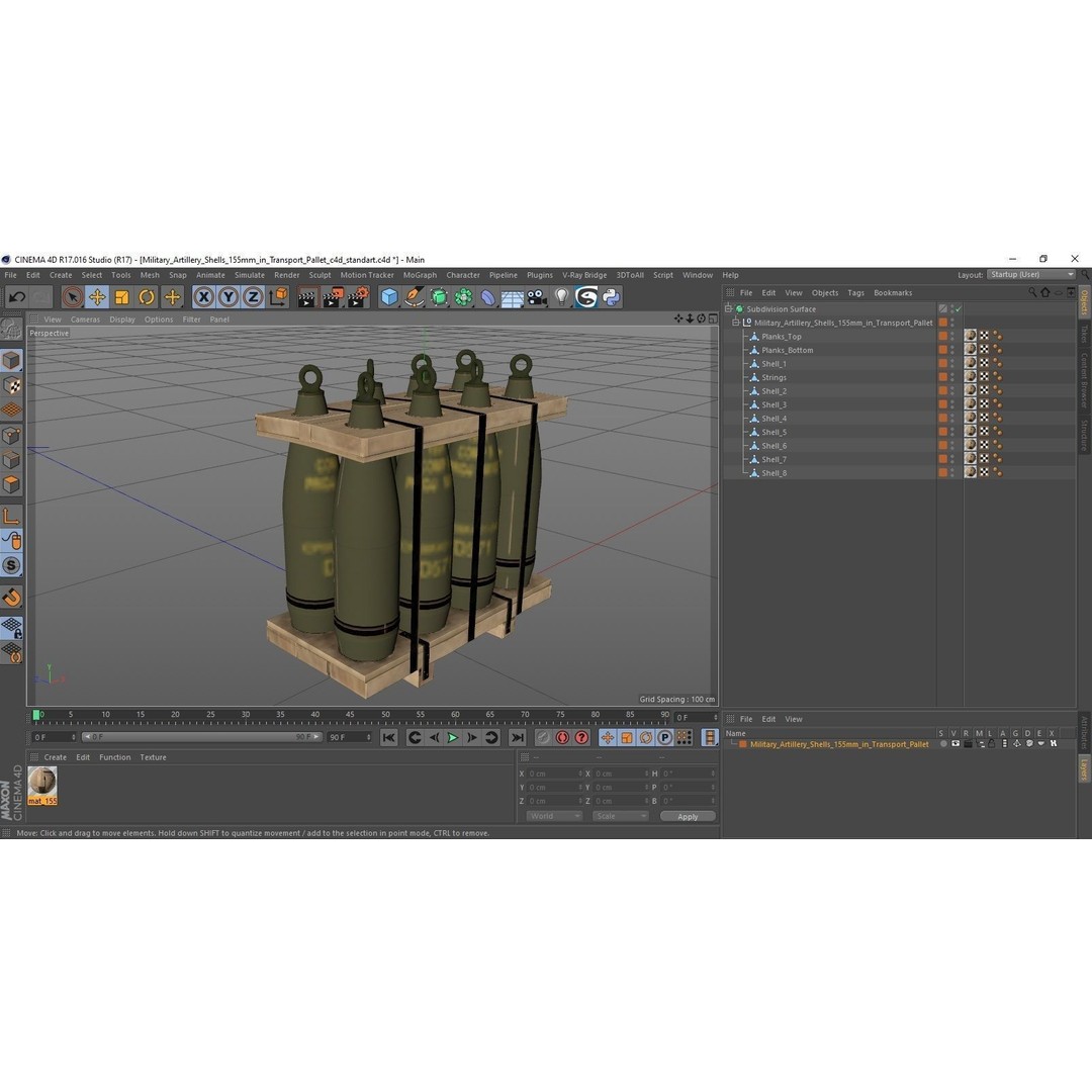 Military Artillery Shells 155mm 3D Model – PBR Textured, Game-Ready Formats - View 26