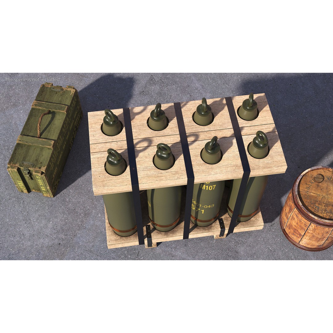 Military Artillery Shells 155mm 3D Model – PBR Textured, Game-Ready Formats - View 6