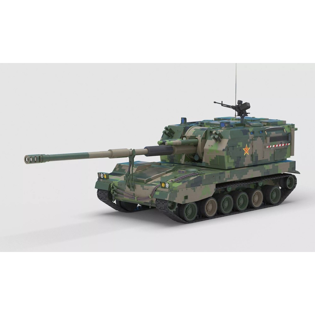 Chinese PLZ 05 Howitzer 3D Model – High Poly Military Vehicle, FBX - View 2