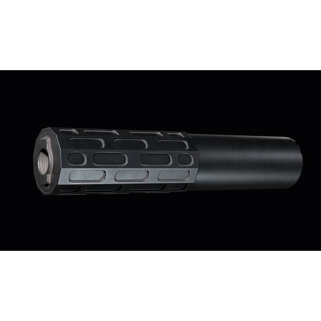 Gemtech ONE Suppressor 3D Model – Low Poly PBR Game Asset, FBX - View 12