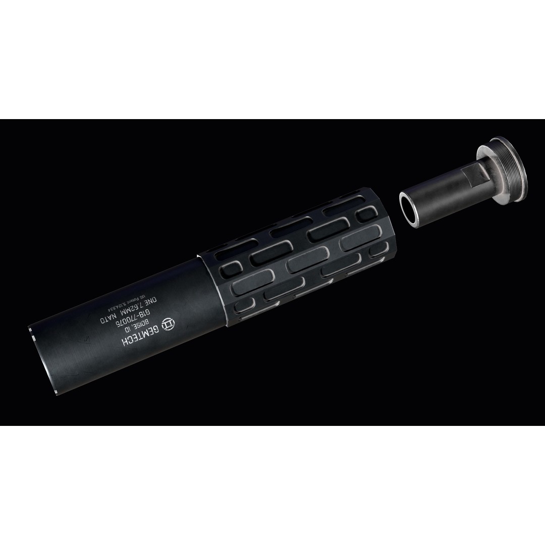 Gemtech ONE Suppressor 3D Model – Low Poly PBR Game Asset, FBX - View 3