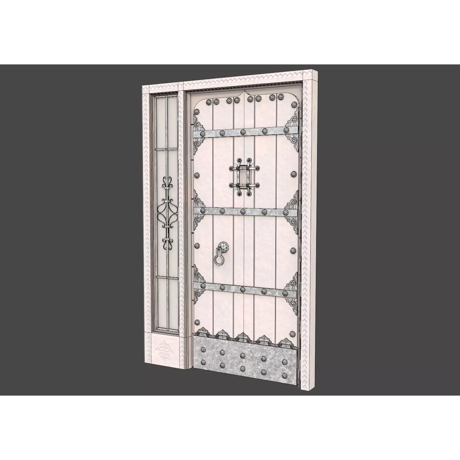 Retro Style Entrance Door - Low-Poly Game-Ready 3D Model