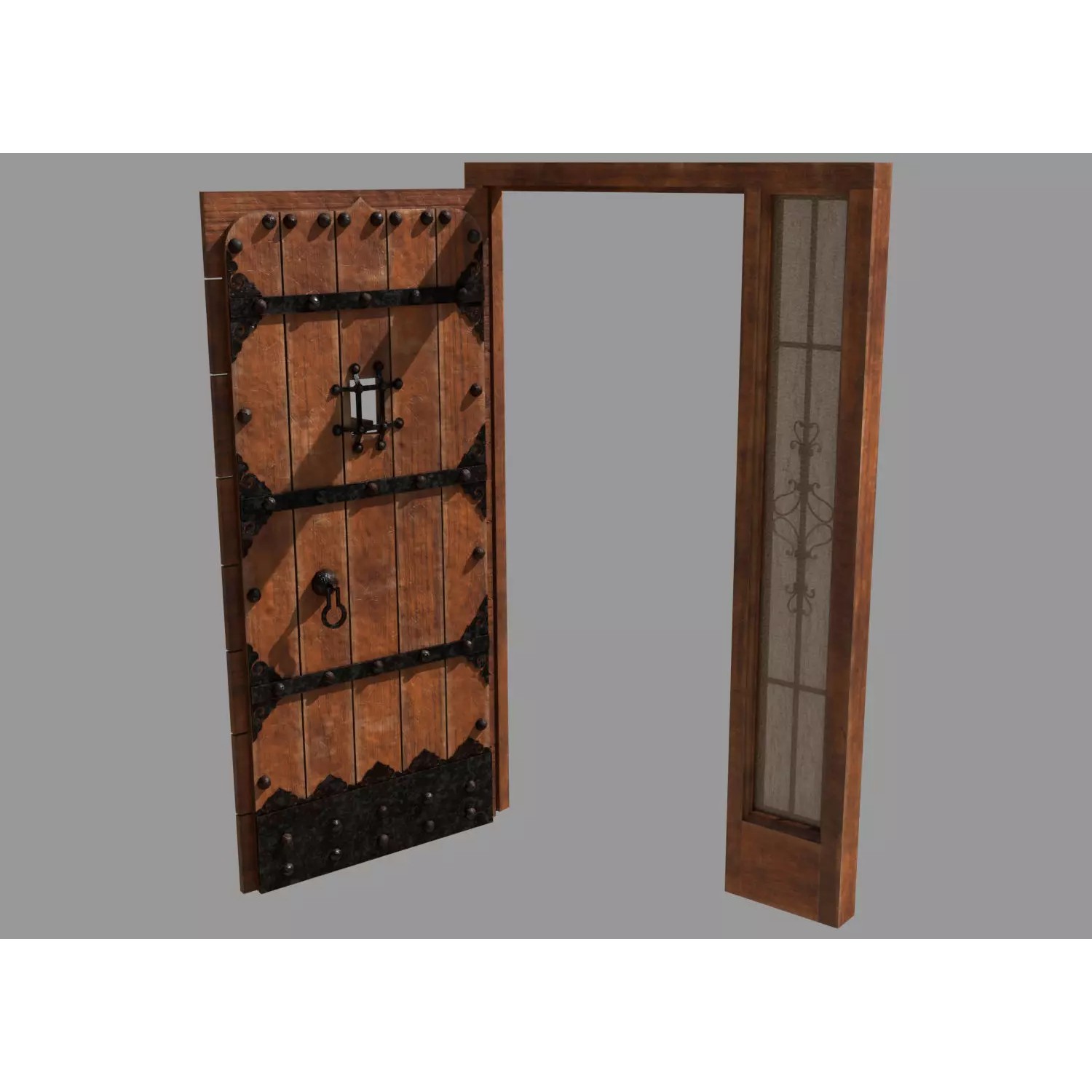 Retro Style Entrance Door - Low-Poly Game-Ready 3D Model - View 11