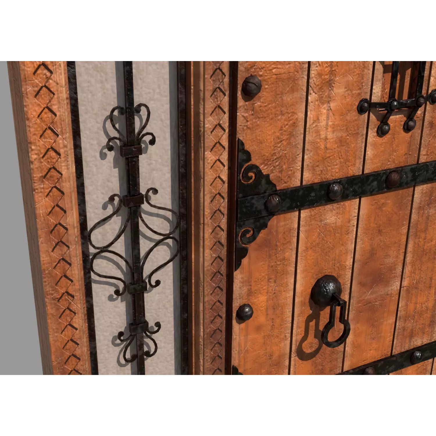 Retro Style Entrance Door - Low-Poly Game-Ready 3D Model - View 12