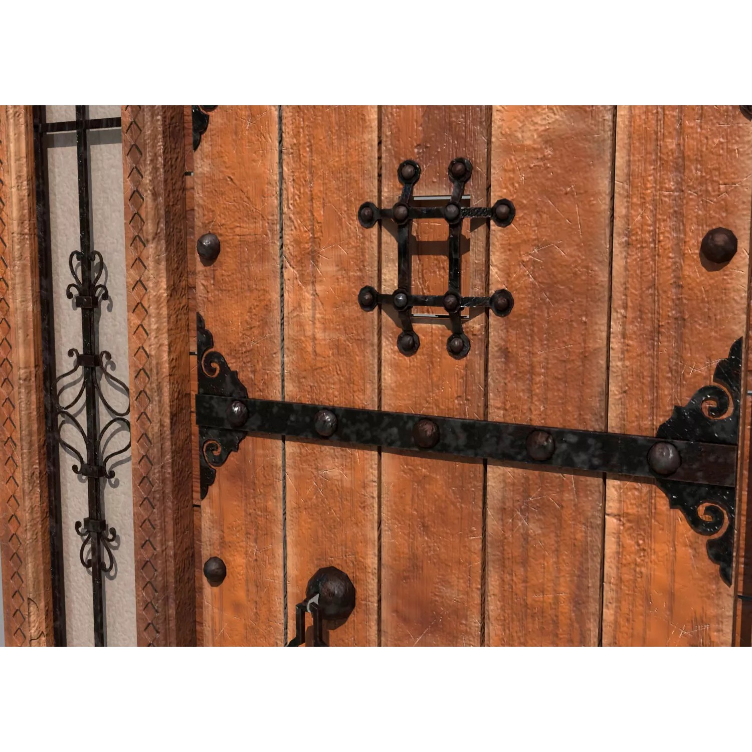 Retro Style Entrance Door - Low-Poly Game-Ready 3D Model - View 13