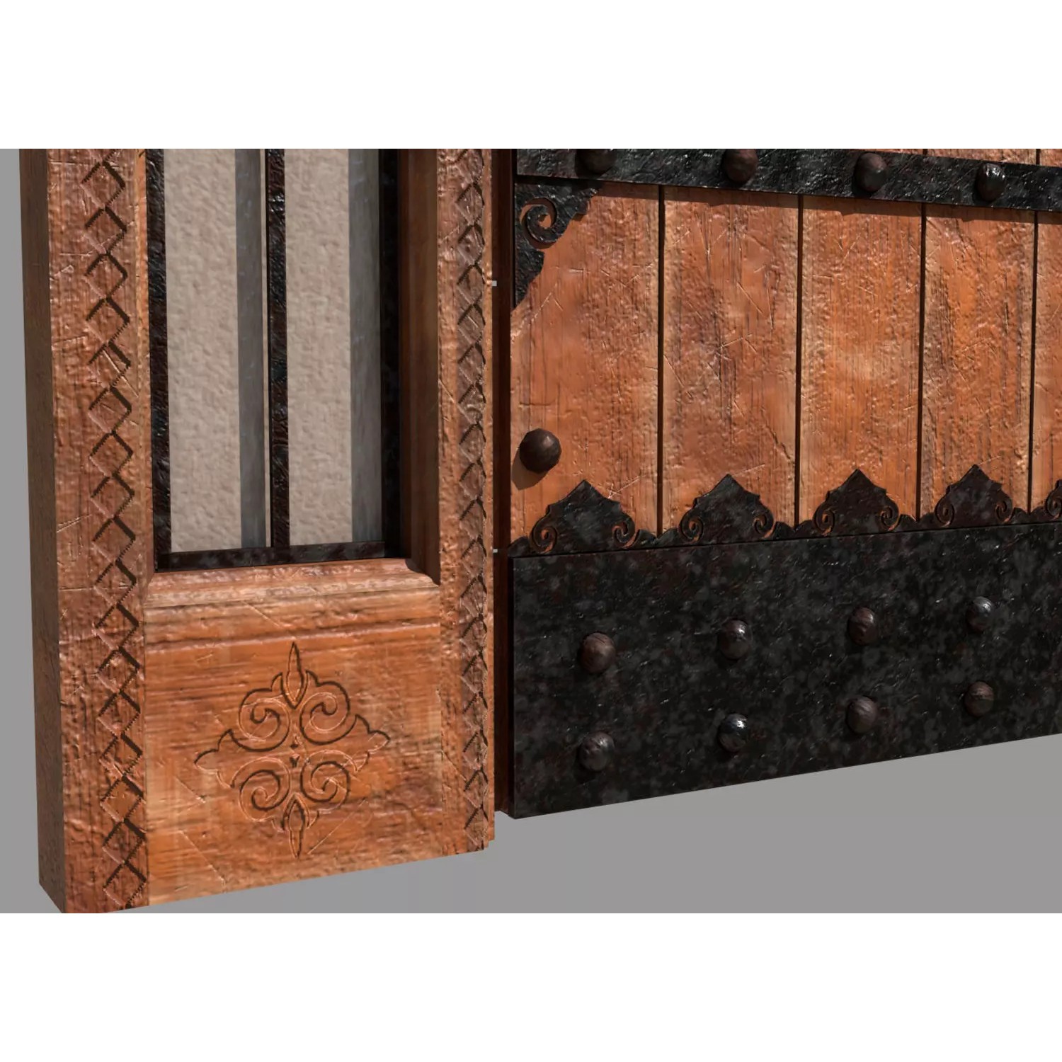 Retro Style Entrance Door - Low-Poly Game-Ready 3D Model - View 14