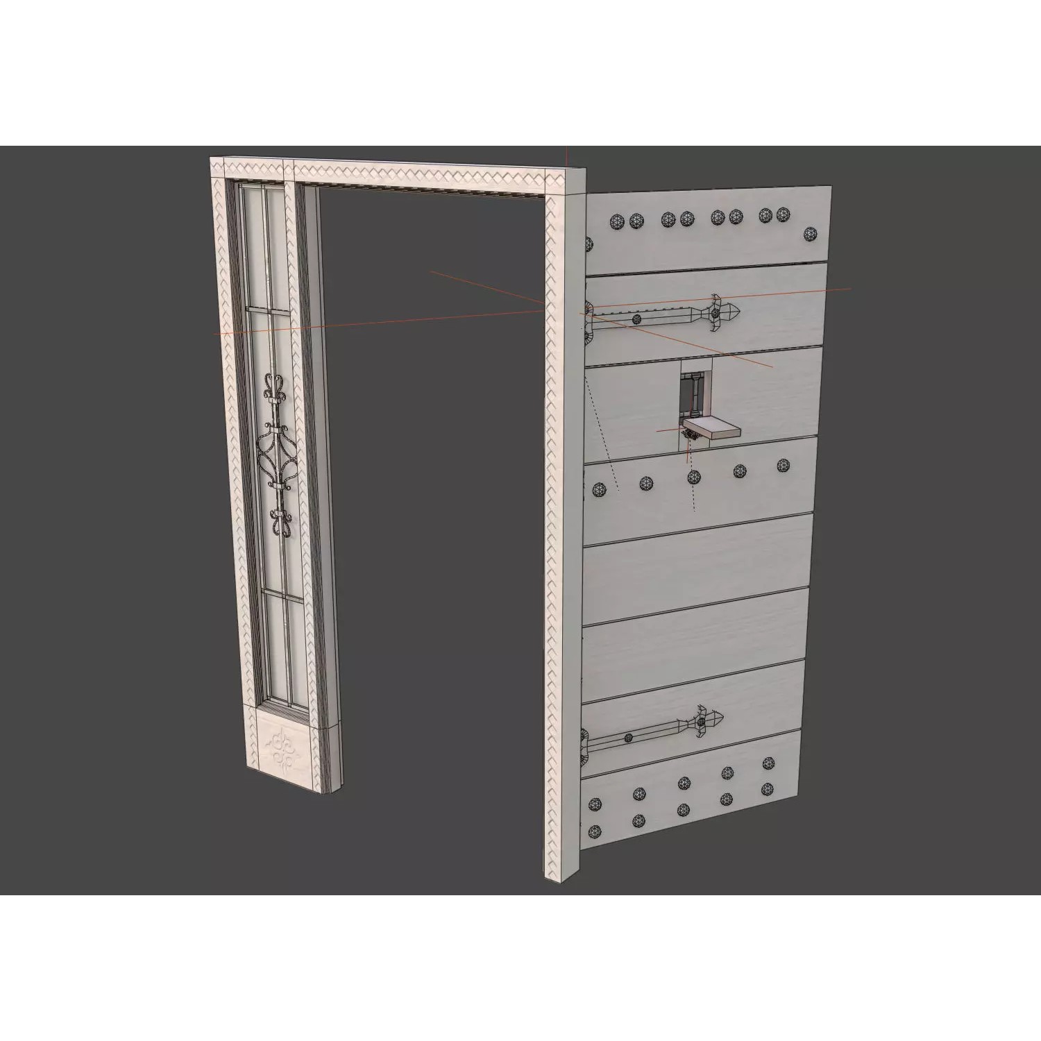 Retro Style Entrance Door - Low-Poly Game-Ready 3D Model - View 17