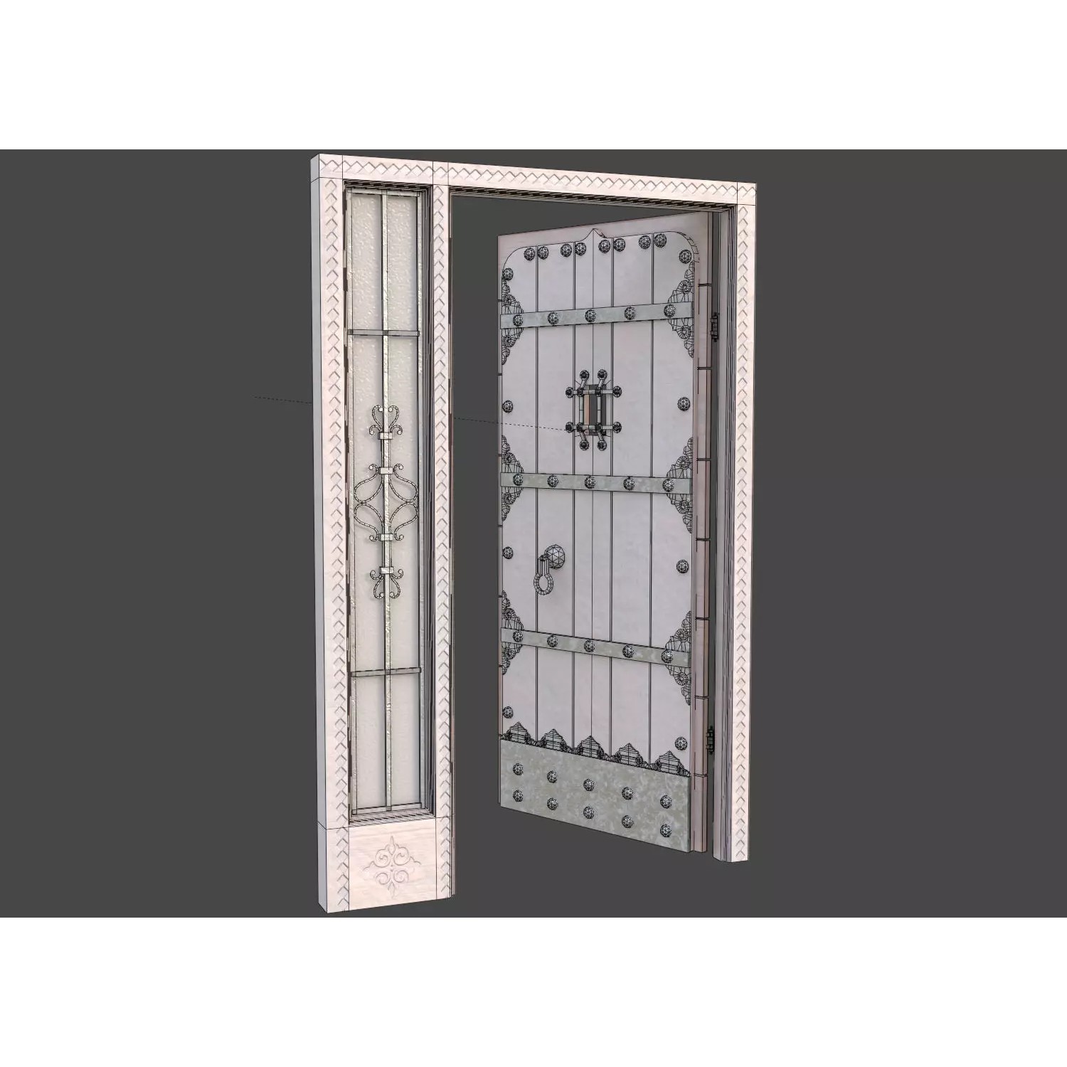 Retro Style Entrance Door - Low-Poly Game-Ready 3D Model - View 18