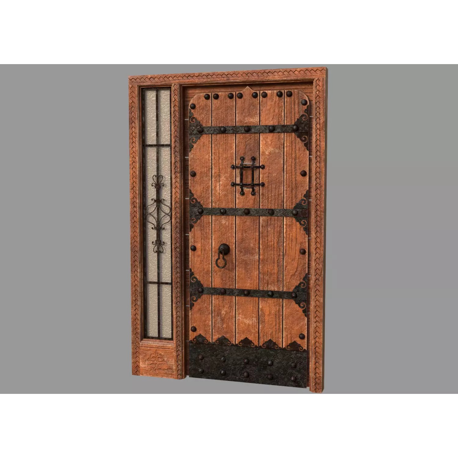 Retro Style Entrance Door - Low-Poly Game-Ready 3D Model - View 2