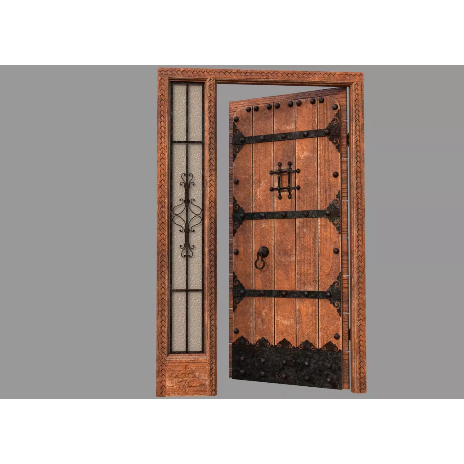 Retro Style Entrance Door - Low-Poly Game-Ready 3D Model - View 3