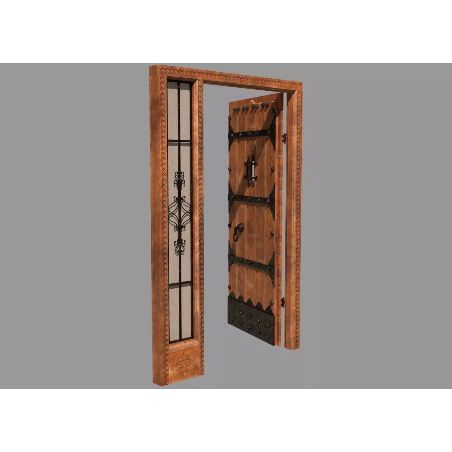 Retro Style Entrance Door - Low-Poly Game-Ready 3D Model - View 5