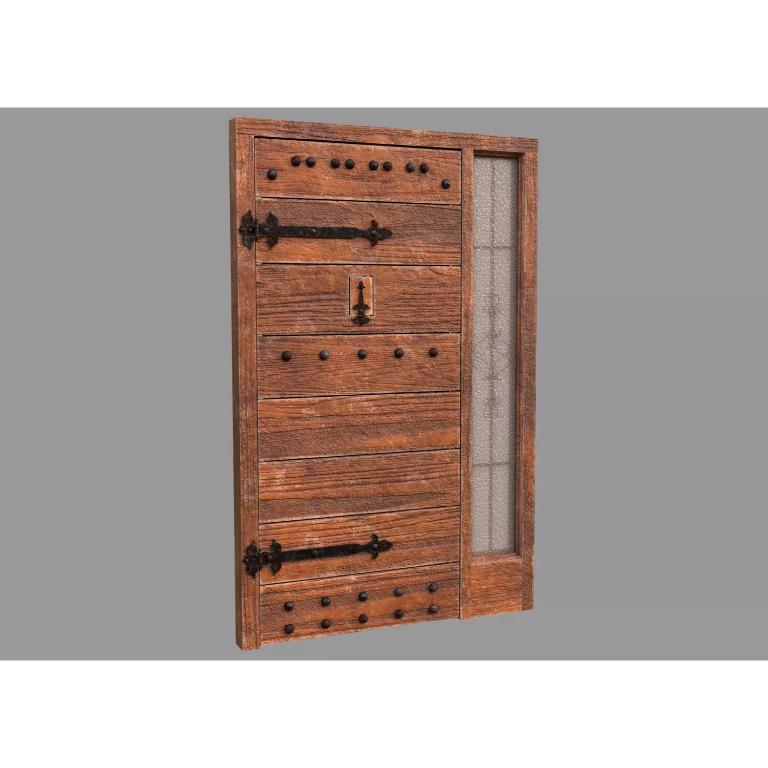 Retro Style Entrance Door - Low-Poly Game-Ready 3D Model - View 6