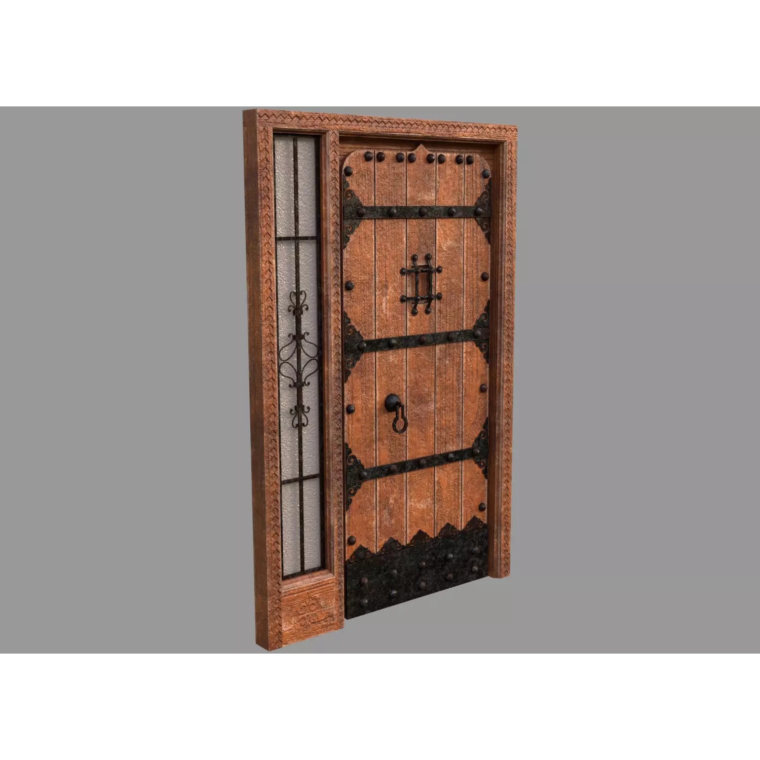 Retro Style Entrance Door - Low-Poly Game-Ready 3D Model - View 7