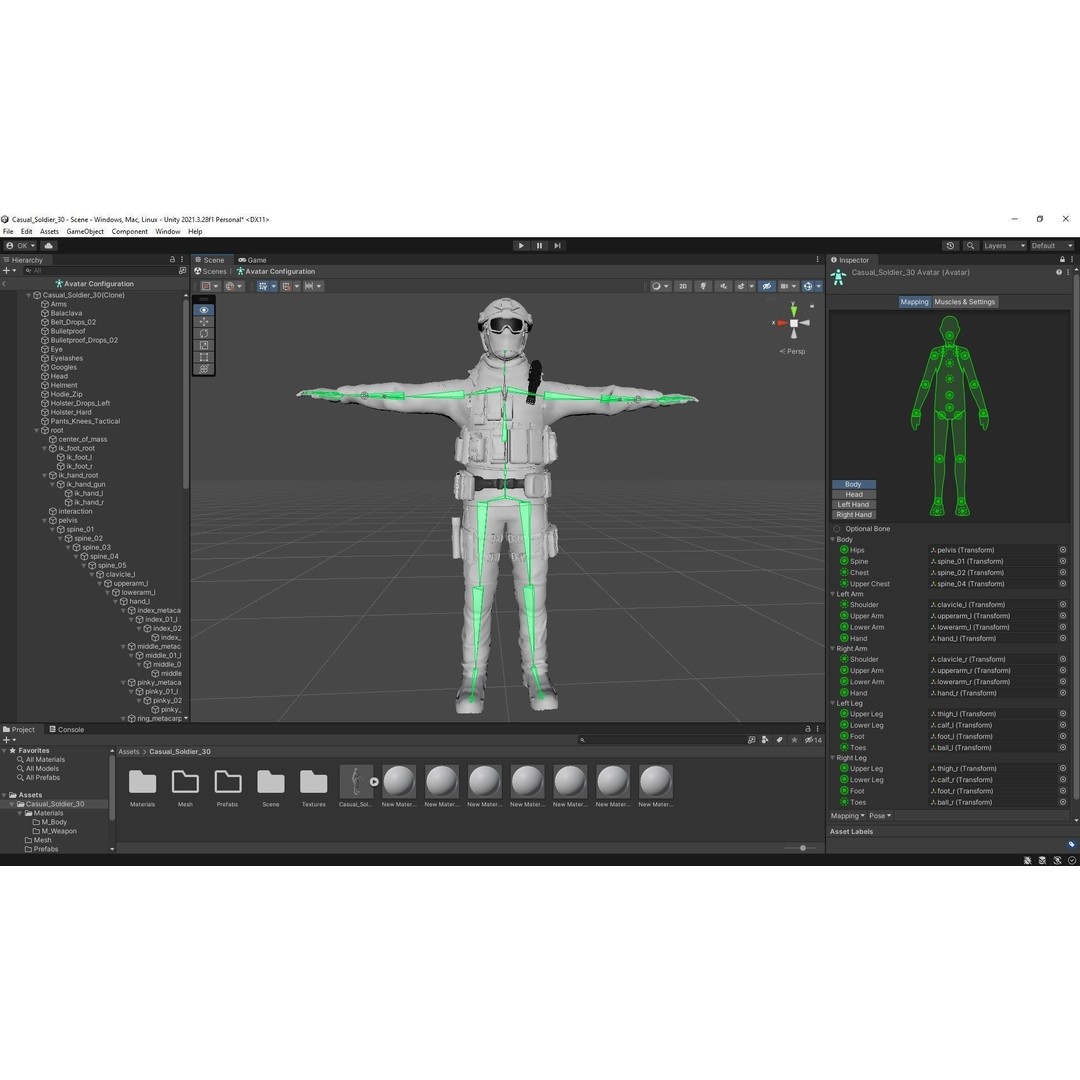 Casual Soldier 3D Model – Low Poly Rigged Character, FBX - View 4