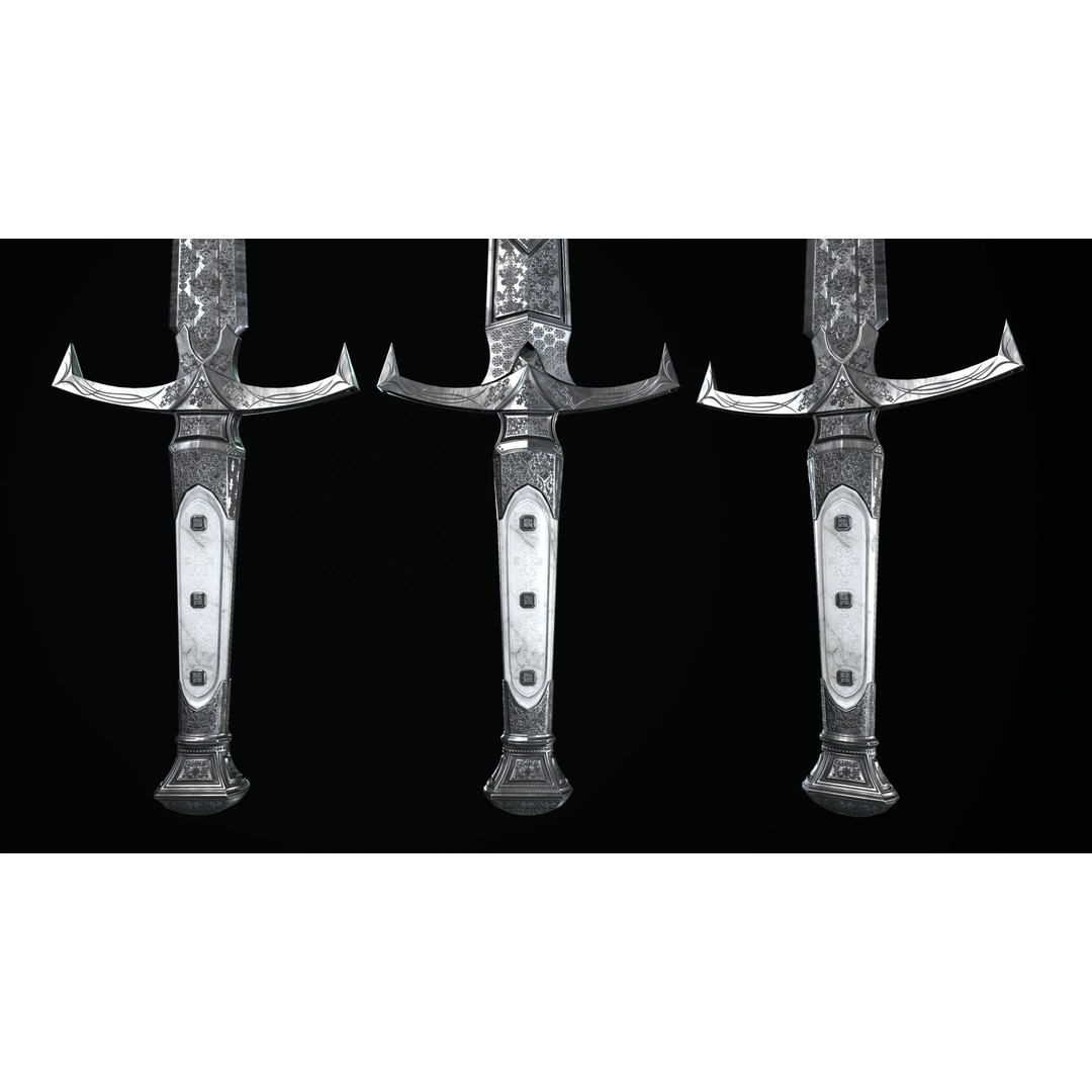 Sword and Dagger 3D Model – Low Poly Game Asset, FBX, PBR Textures - View 14