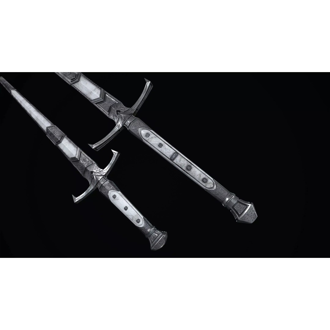 Sword and Dagger 3D Model – Low Poly Game Asset, FBX, PBR Textures - View 2