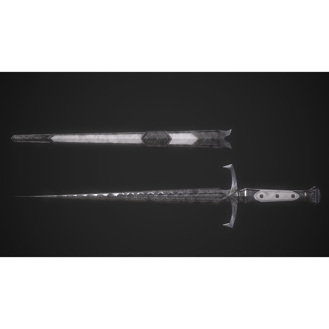 Sword and Dagger 3D Model – Low Poly Game Asset, FBX, PBR Textures - View 22