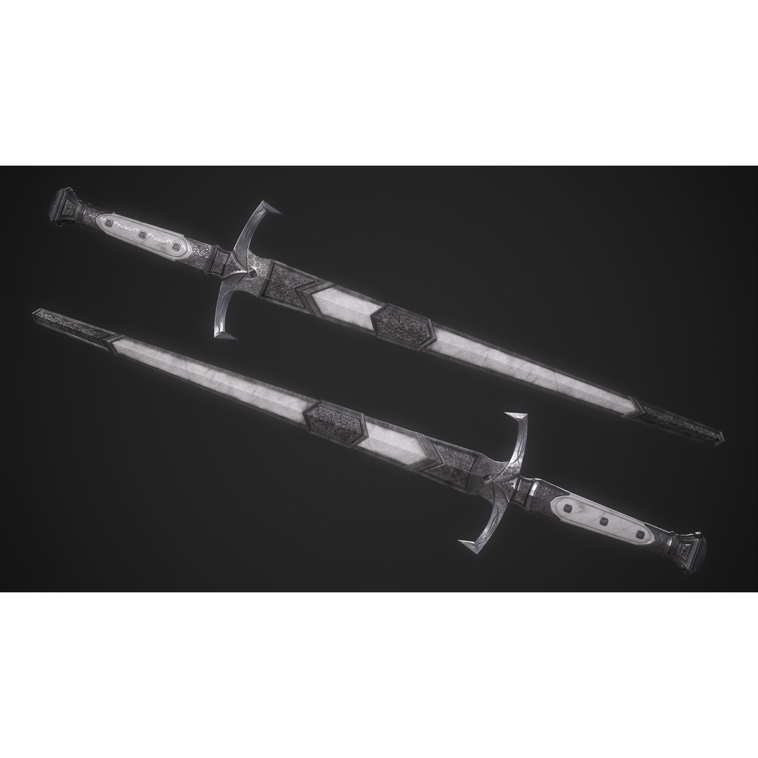 Sword and Dagger 3D Model – Low Poly Game Asset, FBX, PBR Textures - View 24