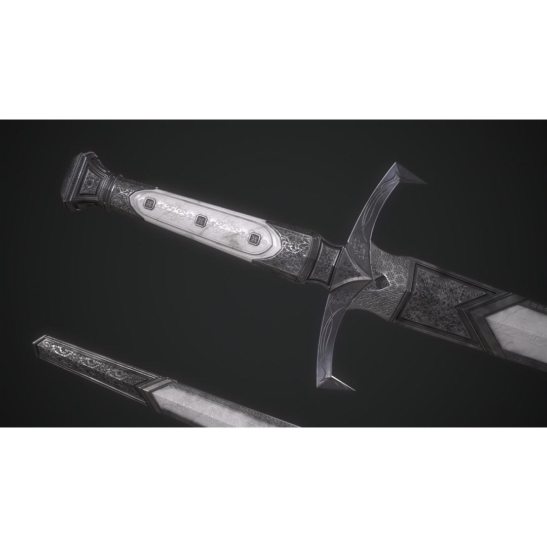 Sword and Dagger 3D Model – Low Poly Game Asset, FBX, PBR Textures - View 25
