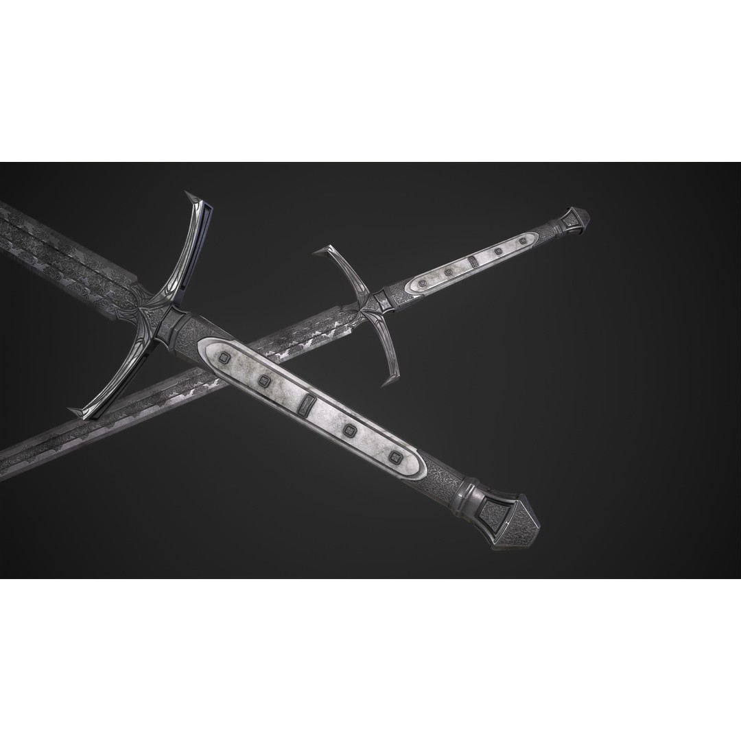 Sword and Dagger 3D Model – Low Poly Game Asset, FBX, PBR Textures - View 27