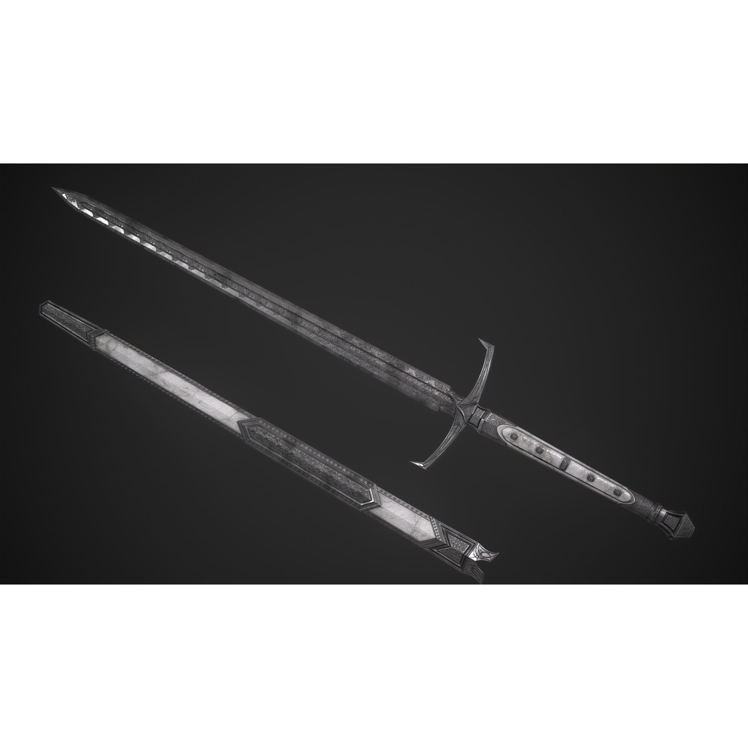 Sword and Dagger 3D Model – Low Poly Game Asset, FBX, PBR Textures - View 29