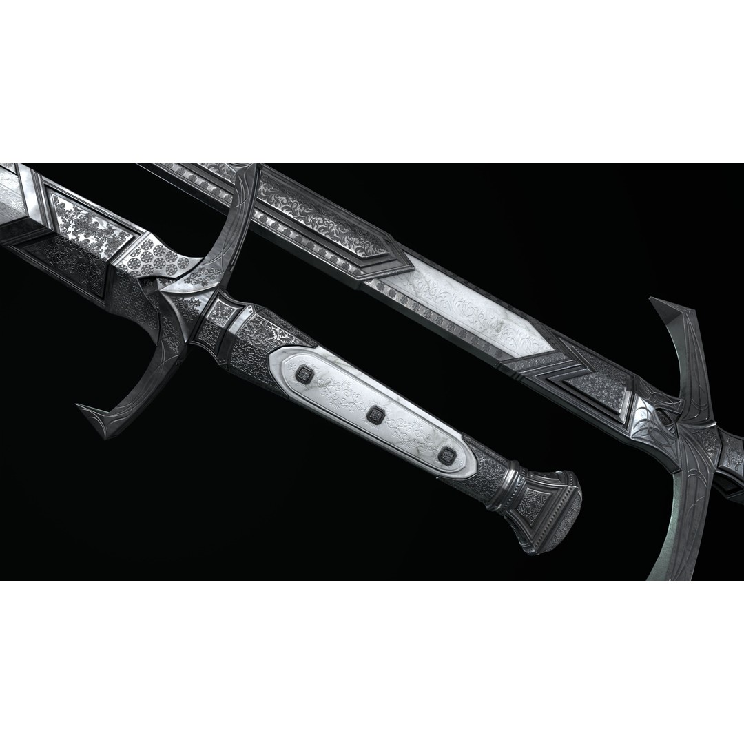 Sword and Dagger 3D Model – Low Poly Game Asset, FBX, PBR Textures - View 3