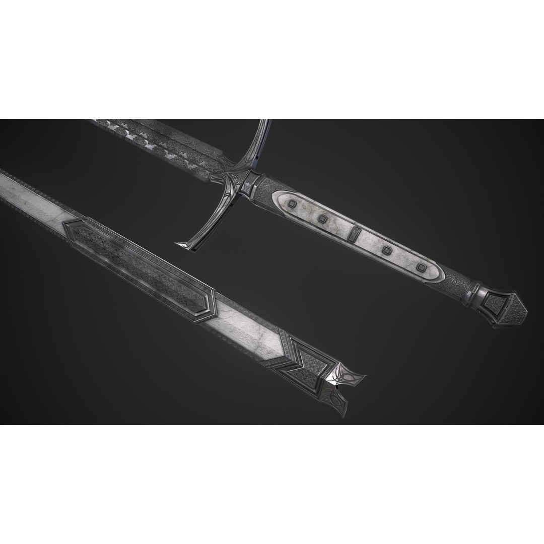 Sword and Dagger 3D Model – Low Poly Game Asset, FBX, PBR Textures - View 30