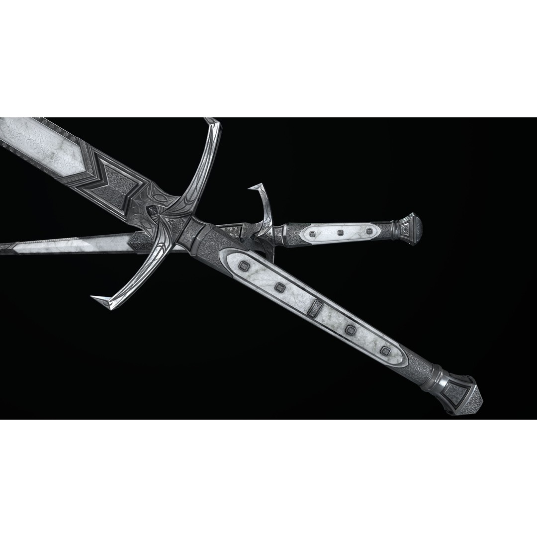 Sword and Dagger 3D Model – Low Poly Game Asset, FBX, PBR Textures - View 4