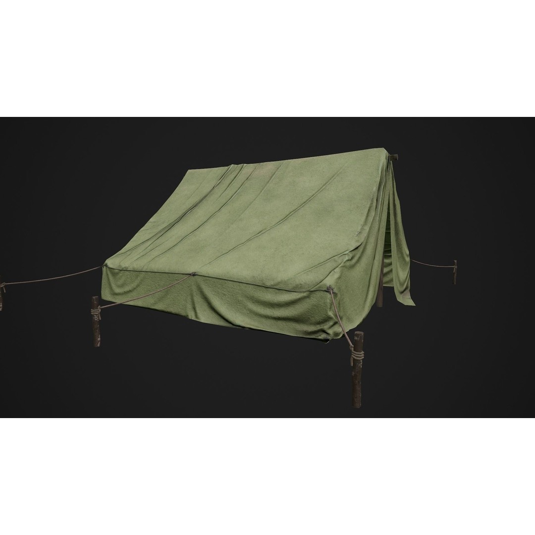 Military Tent 3D Model – Low Poly Game Ready PBR Asset, FBX - View 10