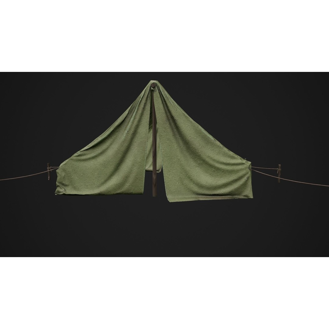 Military Tent 3D Model – Low Poly Game Ready PBR Asset, FBX - View 11
