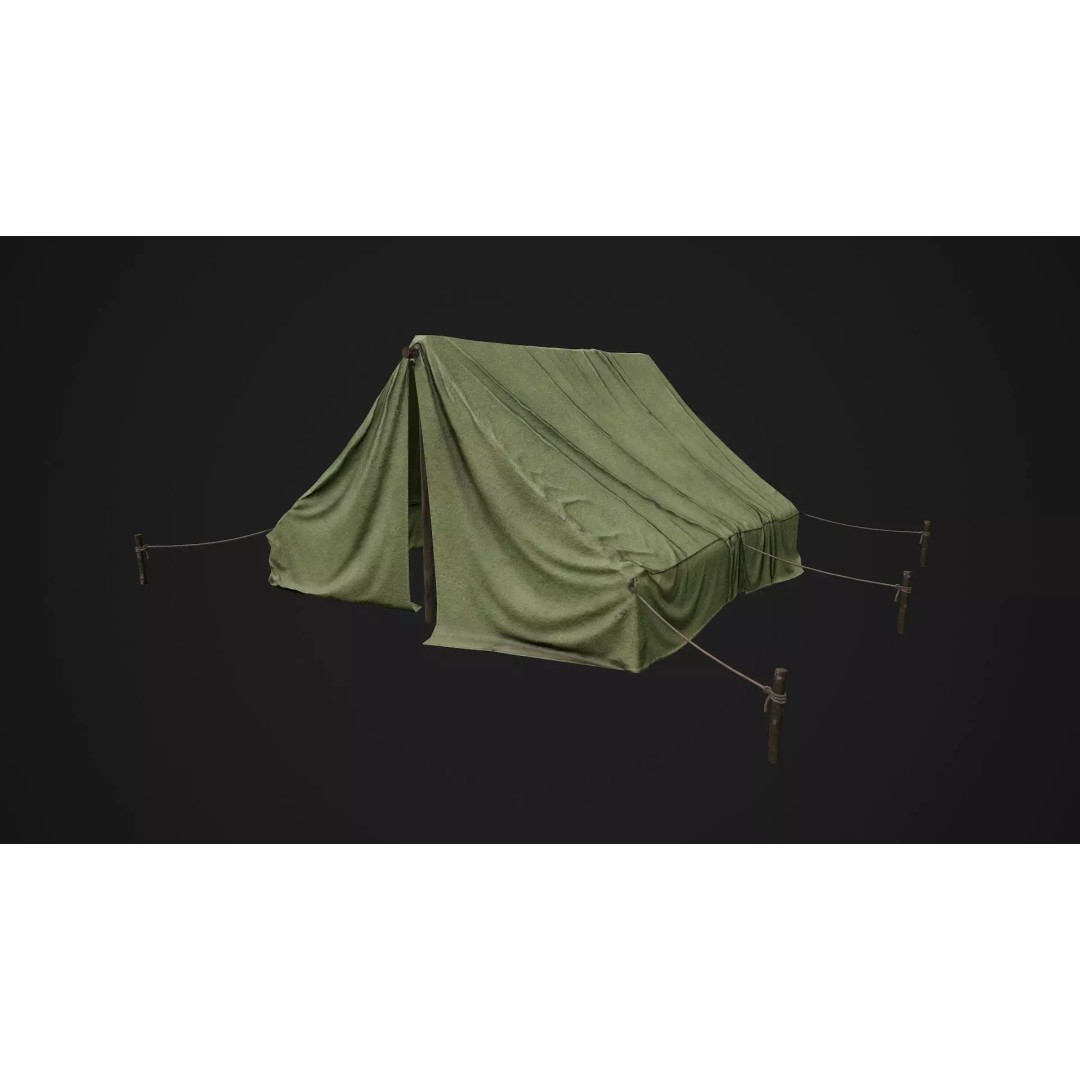 Military Tent 3D Model – Low Poly Game Ready PBR Asset, FBX - View 2