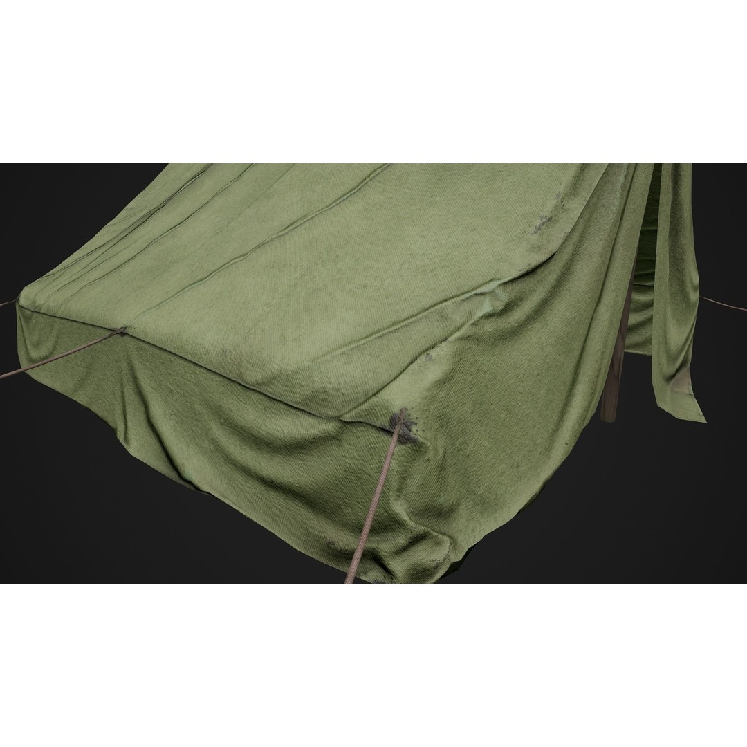 Military Tent 3D Model – Low Poly Game Ready PBR Asset, FBX - View 21