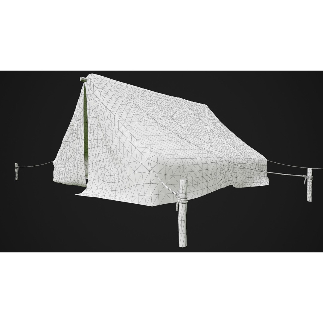Military Tent 3D Model – Low Poly Game Ready PBR Asset, FBX - View 23