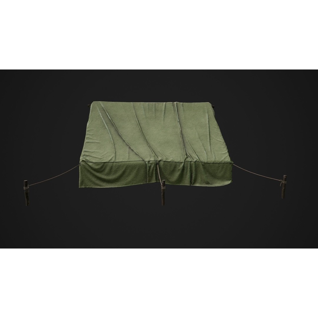 Military Tent 3D Model – Low Poly Game Ready PBR Asset, FBX - View 4