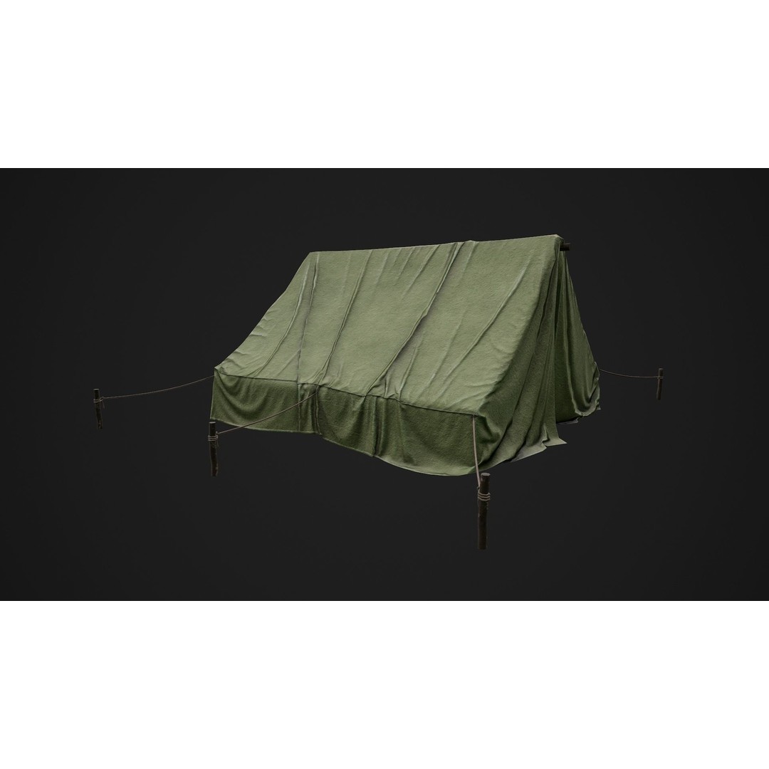 Military Tent 3D Model – Low Poly Game Ready PBR Asset, FBX - View 5